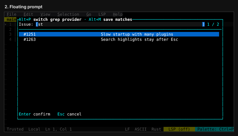 Floating prompt