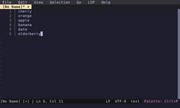 Sort lines demo